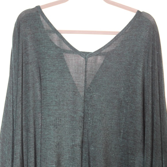NWOT - 26/28 LB Marled Hunter Green/Black Blouse - Picture 1 of 5